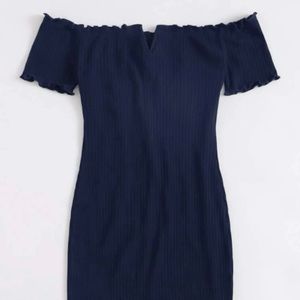 Off Shoulder Rib-knit Dress